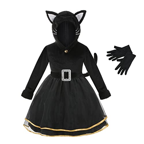 YOULSUN Kids Animal Costume with Dress Belt and Glove Cat Costume for Halloween Cosplay Gifts (Cat,S/4-6Y)