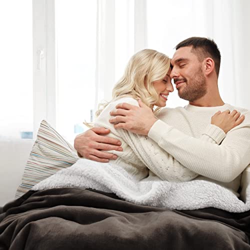 Bedsure GentleSoft Sherpa Fleece Throw Blanket for Couch - Thick and Warm Throw for Women and Men, Soft Fuzzy Plush Blanket for Winter, Brown, 50x60 Inches