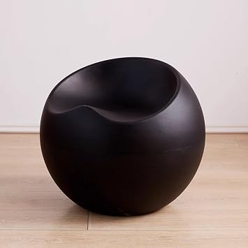 Multipurpose Apple-Shape Stool, Minimalist Modern, Black, Plastic Seat & Frame, Round Shape, 21.6x21.6x18.8 inches