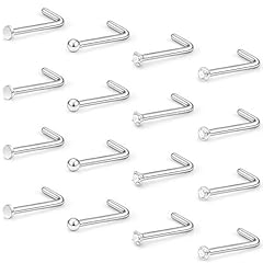 L-shaped nose ring, silvertone