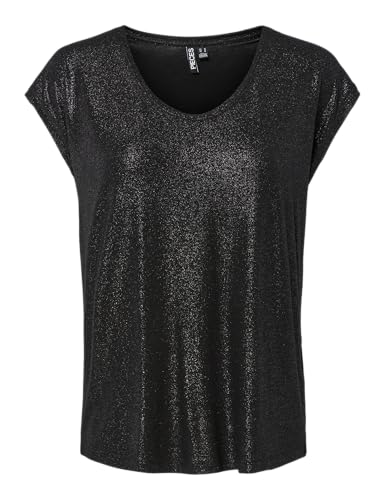 PIECES Pcalice SS Glitter tee JRS Noos BC, Negro, M