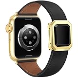 Newlibery Leather Bands Women Compatible with Apple Watch 40mm 38mm 41mm 42mm(S10/11)...
