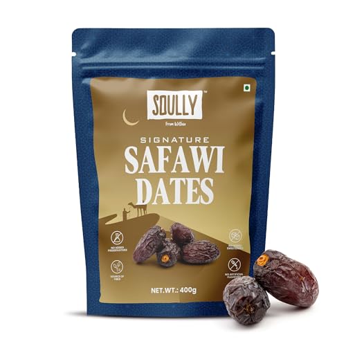 Soully Safawi Dates 400g | Premium Dates from Al-Medina | High in Fibre | Soft & Juicy Khajoor | No Added Sweeteners or Preservatives | Healthy Snacks khajur | Healthy Dates for Snacking & Recipes