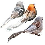 UPKOCH 3 Stücke Künstliche Vögel mit Feder und Clips Spatz Dekofigur Styropor Tiere Form Schaum Gartenfiguren Gartendeko Figuren Garten Deko Miniatur Ornamente Hochzeit Dekoration (Zufällige Farbe)