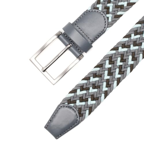 Image of Men's Stretch Braided Elastic Woven Canvas Golf Belt, multicolor,1 3 /8 inch