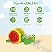 PlanToys® Snail Pull Toy for Toddlers | Eco-Friendly Wooden Toy for Fine Motor Skills & Coordination | Montessori Walking Toys for Babies