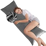 Ubauba Body Pillow with Gray Velvet Pillowcase - Body Pillows for Adults - Long Pillows for Sleeping...