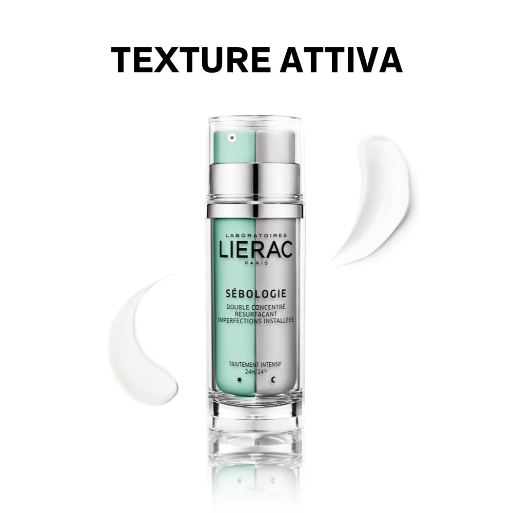Lierac Sebologie Doppio Concentrato Viso Giorno e Notte Purificante Anti Imperfezioni, per Pelle da Mista a Grassa, Formato da 30 ml
