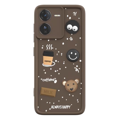 Image of Pikkme Back Cover for iQOO Z9 5G | 3D Bear Silicone Cute & Fun Coffee Cartoon | Full Body Protection Bumper Case (Brown)