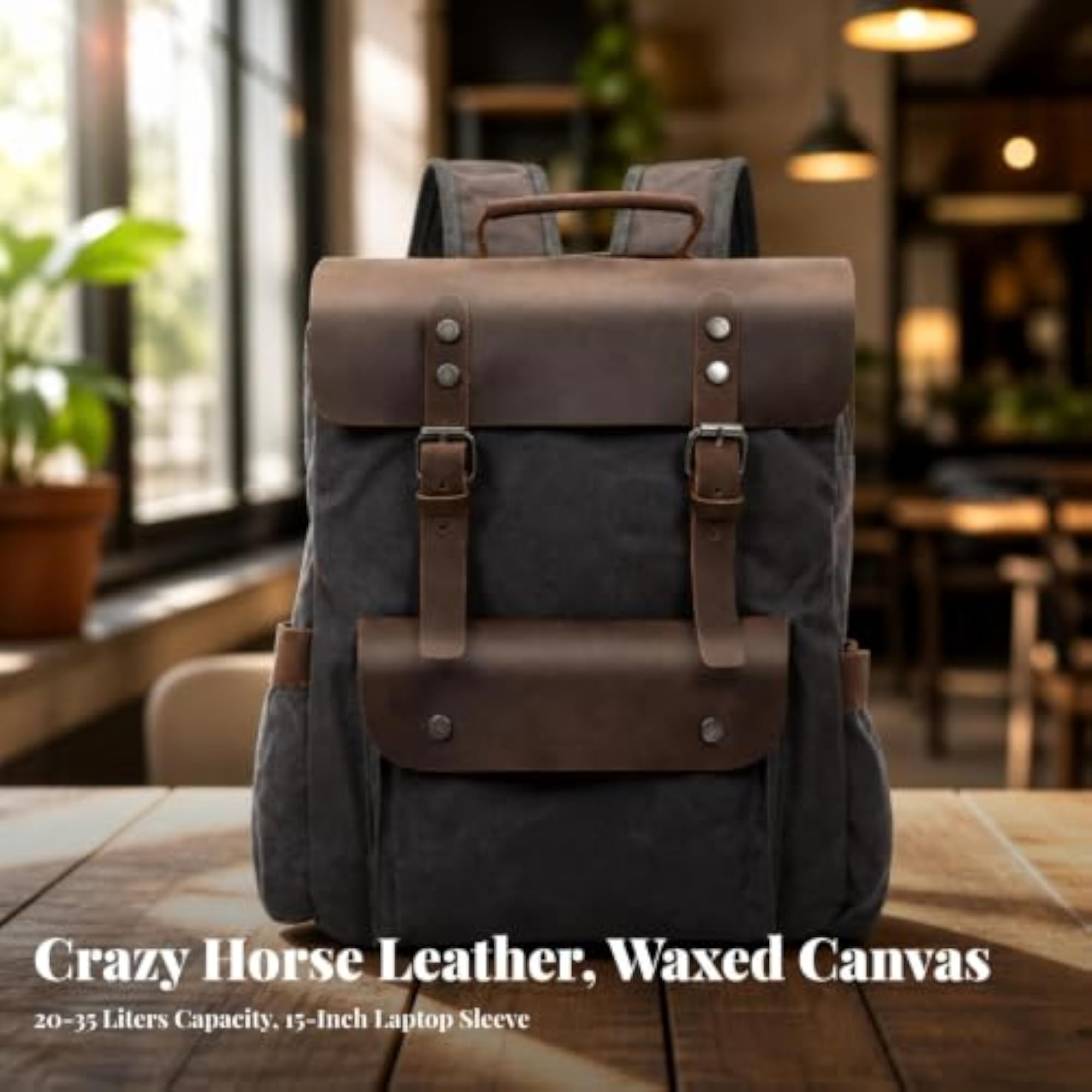 Oil-Waxed Travel Backpack, Shock-Resistant