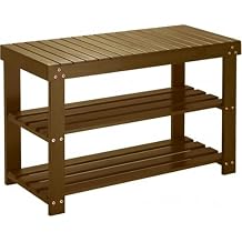 Pipishell Bamboo Shoe Rack Bench, 3 Tier Sturdy Shoe Bench, Storage Shoe Organizer, Holds up to 300lbs for Entryway Bedroom Living Room Balcony, Yellow Brown