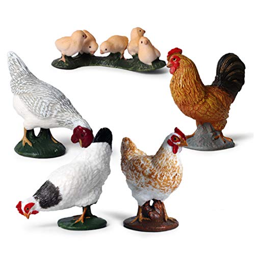 Fevoila Farm Animals Figures, 5 Piece Simulated Farm Chicken...