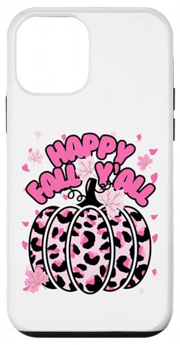 ガールズ キュート Happy Fall Y'all ピンク チーター ハロウィン パンプキン スマホケース iPhone 12 mini 用