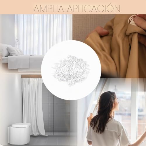 Miniatura 6 de 200 Ganchos De Cortina De Plástico, 2,6 X 1,1 Cm, Universales, De Plástico, Ganchos Para Cortinas, Ganchos Para Pliegues, Ganchos Blancos, Para Cortina De Ducha, Cortina, Caravana