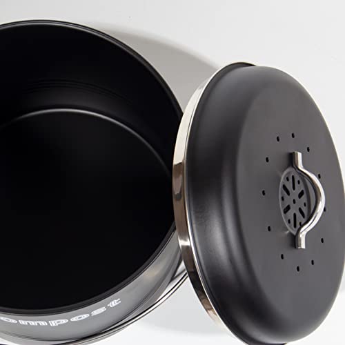 Theo&Cleo Biomülleimer Küche 7 L, Bio Mülleimer Geruchsdicht mit Aktivkohlefiltern, Komposteimer Metall, Biomüll Retro (Mattschwarz)