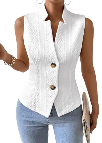 Image of Mina Self Women's 2026 Summer Lightweight Knit Vest Top - Breathable Stretchy Floral Trendy Casual Work Office Slim Waistcoat