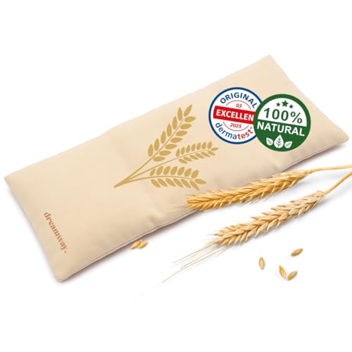 Dreamway - Cuscino riscaldante per microonde con semi di grano 53x20 cm - Cuscino termico naturale per dolori al collo, schiena e spalle - Fodera lavabile 100% cotone
