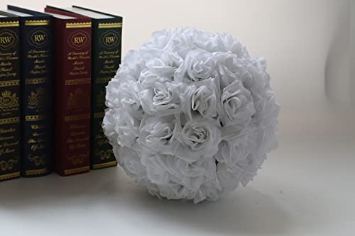 Alabohuke 9 Inch Artificial Romantic Rose Flower Ball For Home Outdoor Wedding Party Centerpieces Decorations (5Pcs, White) #TOP3