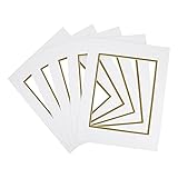 Golden State Art, 11x14 Double Mats for 8x10 - for Photos, Pictures, Frames - Acid-Free, 5 Pack, Off White Over Old Gold