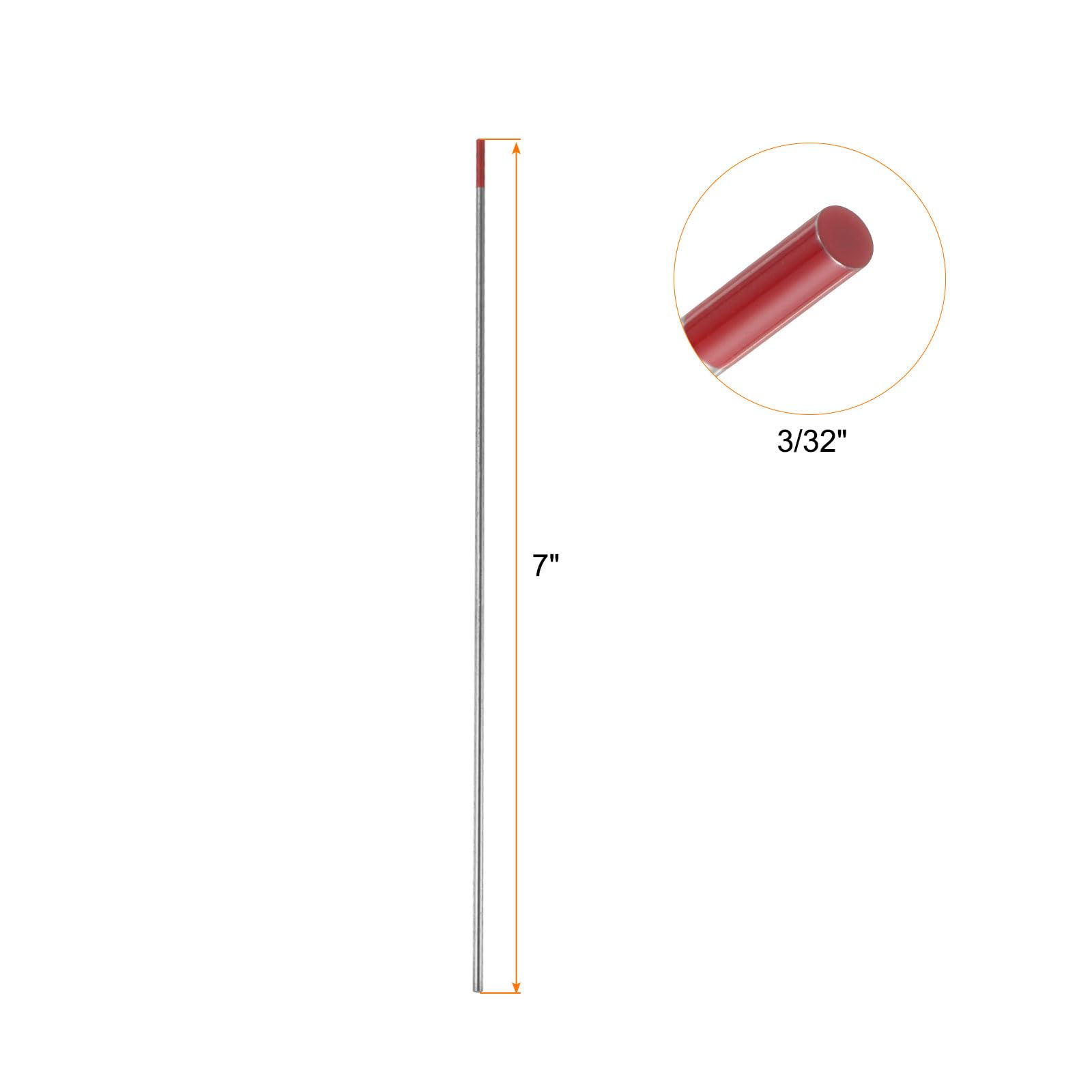 QUARKZMAN 10 Piezas De Electrodos De Tungsteno Para Soldadura TIG 3/32" X 7" 1.8-2.2% Para Soldadura De Acero Inoxidable, Soldadura De Aleaciones Y Magnesio Manufacturera, Rojo WT20