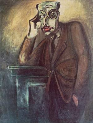 Peinture à l'huile Mihaly Karolyi 1930 Bertalan Por toile 20 x 24 pouces portrait