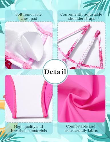 NAPU Girls Swimsuit Cold Shoulder Bikini Set Tropical Girls Bathing Suit with Wrap Beach Skirt3