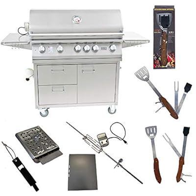 Lion Premium Grills 40-Inch Natural Gas Grill on Cart L90000 with Exclusive Best of Backyard Gourmet Package