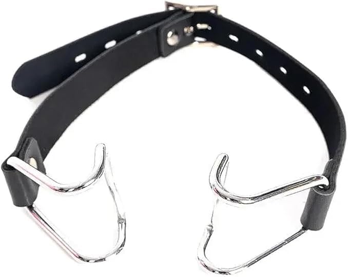 Mouth Hook Leather Neck Collar Lockable Nose Hook Kidnapping SM Sex Toy Headgear Sex Toy Mouth Separator Choker Adjustable Pin Buckle