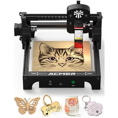 ACMER S1 2500mW Laser Engraver, Portable Cutter & Engraving Machine for Beginners,130×130mm Working Area,0.04mm Laser Spot,Creative DIY,Education STEM,Customized Business with Wood,Metal