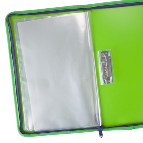 Image of Worldone Zipper Display Book Folder for Documents, with Name Card, Made of 0.8mm Virgin PP Material with 20 Bound Plastic Binder Sleeves, Size FC (fullscap), Radiant Green, Set of 1