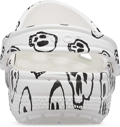 Image of Crocs Unisex Classic Clog - Seasonal Graphic White /Black Skull Print Men's 2, Women's 4 Medium