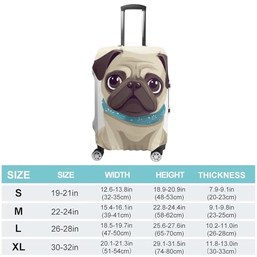Suitcase Covers for Luggage Washable Luggage Cover Cute Pug Luggages Wheel Covers Elastic Travel Carry On Suitcase Cover Travel Luggages Protector Sleeve Fit 29-32 Inch XL2