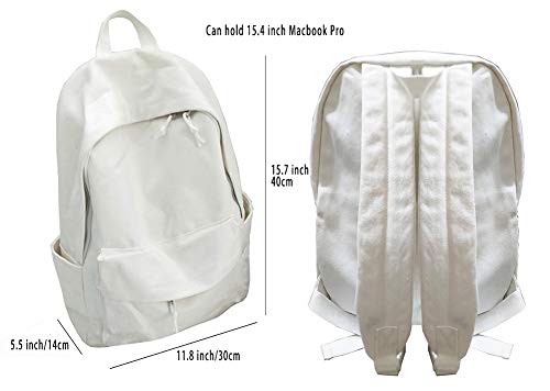 Jesdo Diy Canvas Backpack Large Casual Daypack Satchel (White With Side Pockets) #TOP6