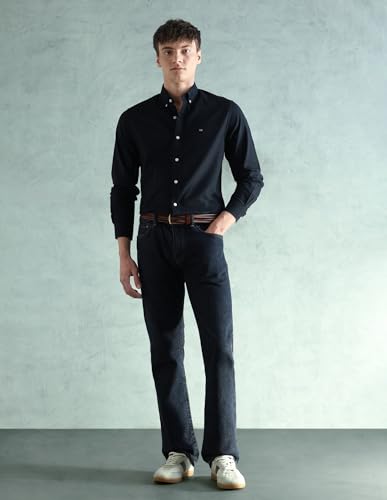 Image of Arrow Sport Solid Slim Fit Cotton Shirt for Men - Full Sleeve Mens Casual Shirts