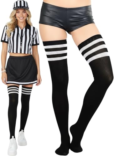 Image of ToBeInStyle Women's Over The Knee Thick Long Socks Thigh High w / 3 Contrast Stripe