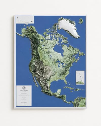 3D North America Map | A True Raised Relief Map - You Can Feel the Terrain | Detailed Topography | Gift for Dad, Teacher Gift | Home & Office Decor (Medium(18.5 * 14.17in)
