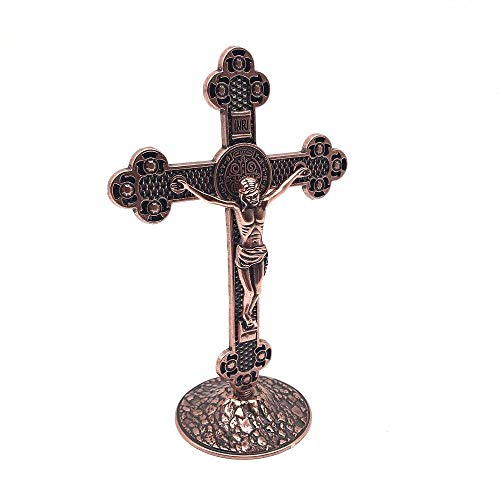 Armazém Católico - Crucifixo de Mesa Medalha de São Bento Cobre 13 cm