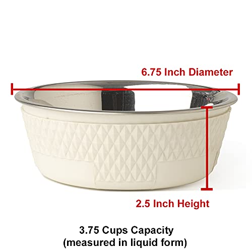 Petrageous 16010 Kona Stainless Steel Non-Slip Dishwasher Safe Dog Bowl 3.75-Cup 6.75-Inch Diameter 2.5-Inch Tall For Medium And Large Dogs And Cats 30-Ounce, Antique White #TOP1