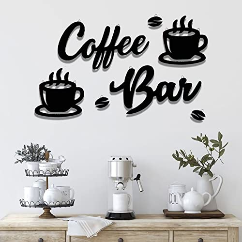 7 Pieces Coffee Bar Sign Hanging Wall Art, Coffee Sign