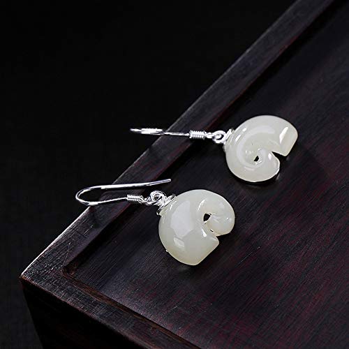 Encuentra reviews de Pendientes jade los más solicitados. 28 THTHT Vintage Aretes De Plata Esterlina S925 Mujeres Jade Blanco Elefante Elegante Temperamento High-End Regalo Pendientes De Jade