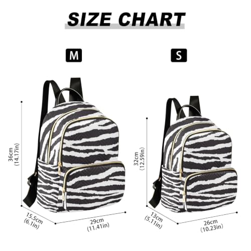 Image of ALAZA Animal Black White Zebra Print Pattern Medium Backpack Purse for Women Travel Bag Fashion Daypack Back Pack Shoulder Bag