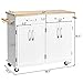 Giantex Kitchen Trolley Cart, Rolling Utility Island w/Rubber Wood Top, Large Storage Easy-Clean with Smooth Lockable Wheels Home Kitchen Carts (White)