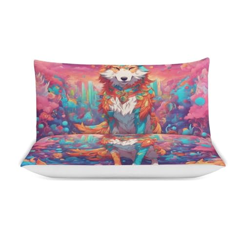 ZGDPBYF Conjunto de capa de edredom para lobo animal selvagem, animal psicodélico, lobo dourado, cap
