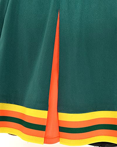 Coskidz Women\'s Cheerleader Cosplay Costume Top Skirt, Green, Small/Medium