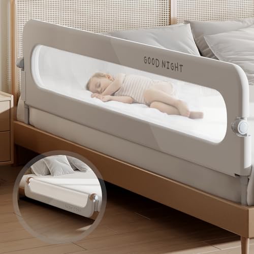 Image of strenkitech Foldable Toddler Bed Rails - Kids Guard Bumper for Crib Safe Bed Side Rail for Twin Queen King Full Size Beds (59inch)