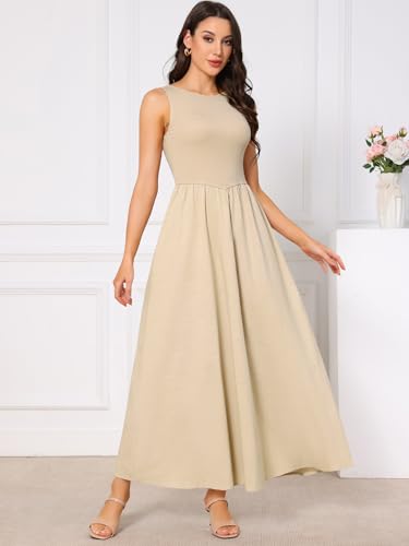 Image of Allegra K Sleeveless Maxi Dress for Women's A-Line Casual Tank Dress
