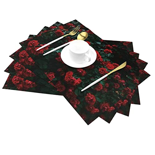 Sets de table tissés pour table de salle à manger repas chic rose - 6