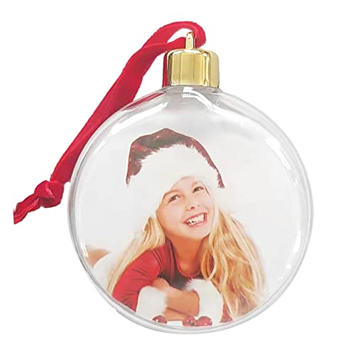 Uwariloy 6 bolas enfeite foto, molduras transparentes Natal, ornamentos fotos personalizados, orname