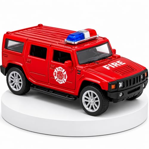 Image of Amisha Gift Gallery Hummer Diecast Fire Ambulance Toy Car for Kids | 1:36 Scale Model, Metal, Pull Back, Sports Car, Boys