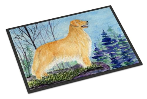 Caroline's Treasures SS8607MAT Golden Retriever Doormat 18x27 Front Door Mat Indoor Outdoor Rugs for Entryway, Non Slip Washable Low Pile, 18H X 27W